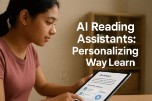 AI reading assistant app on tablet